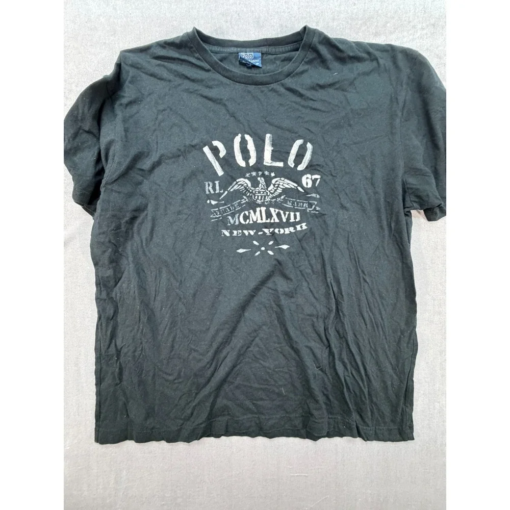 Vintage Polo Rlaph Lauren RL 67 MCMXVII New York Shirt Size XL Black